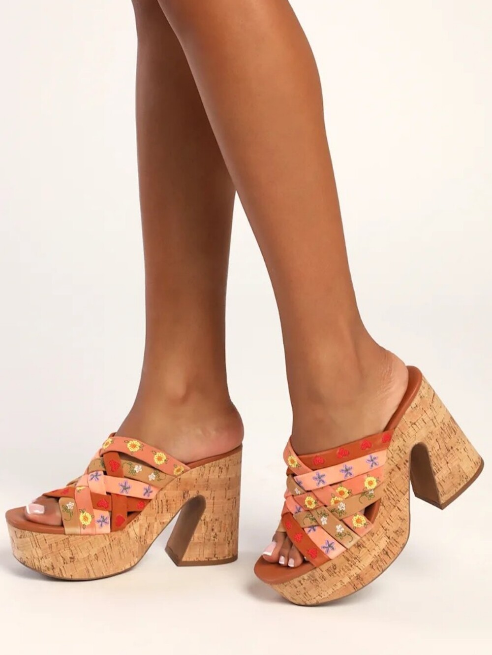 Free-People Lisbon Sandbar Multi Suede Leather High Heel Platform Mules 39.5